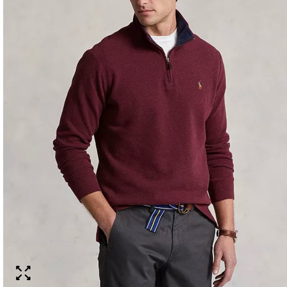 Polo Ralph Lauren Burgundy and Gray Quarter Zip Pullover, Size XXL